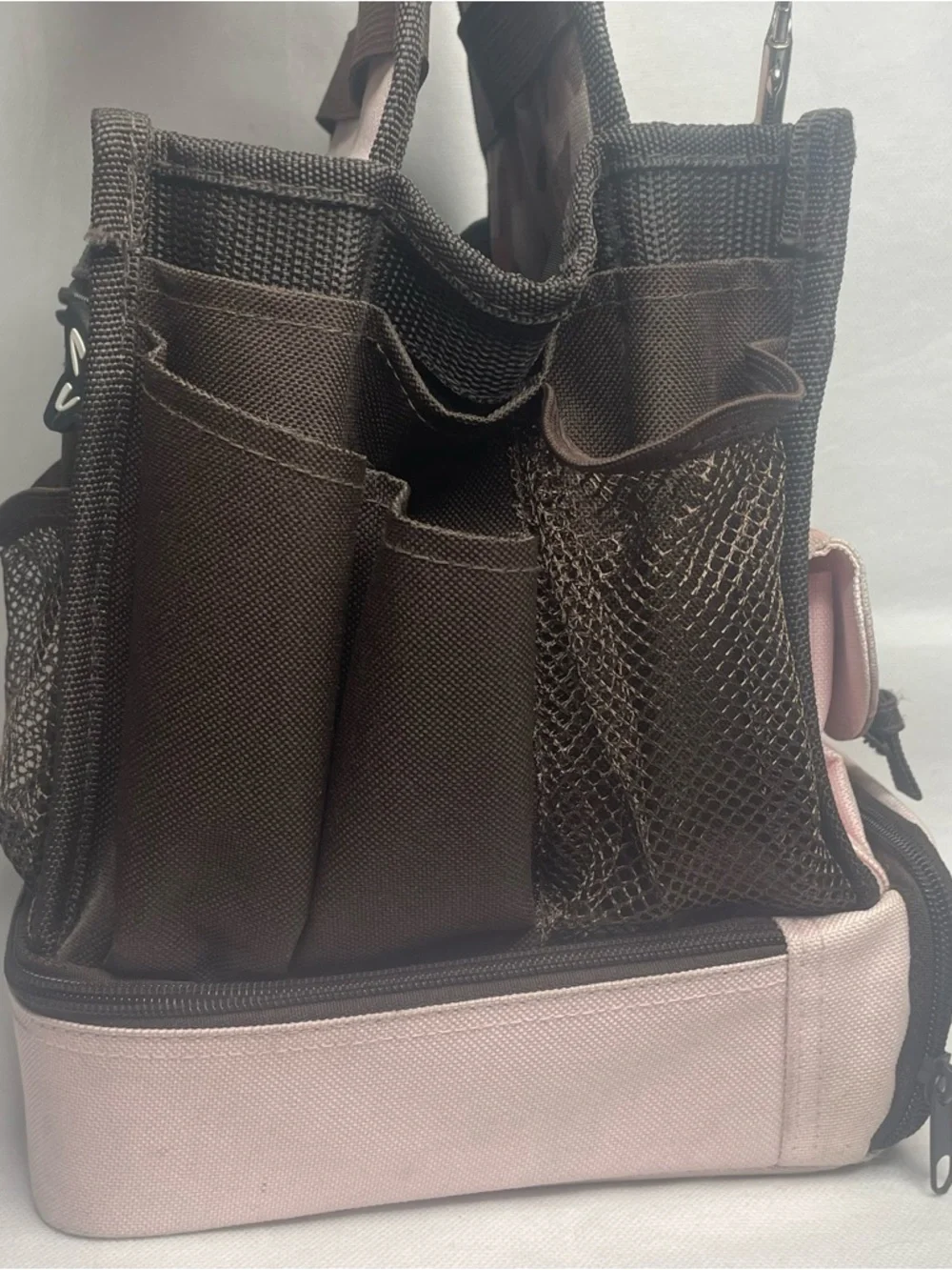 Original Tote-Ally Cool On The Go Craft Tote Tray Multi-Pockets Clip Pink/Brown